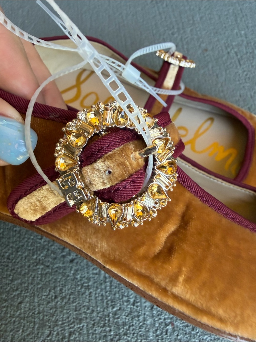 Sam Edelman Michaela Glow Mary Jane Ballet Flats Sz 9 Jewel Buckle NWOB - Picture 8 of 11